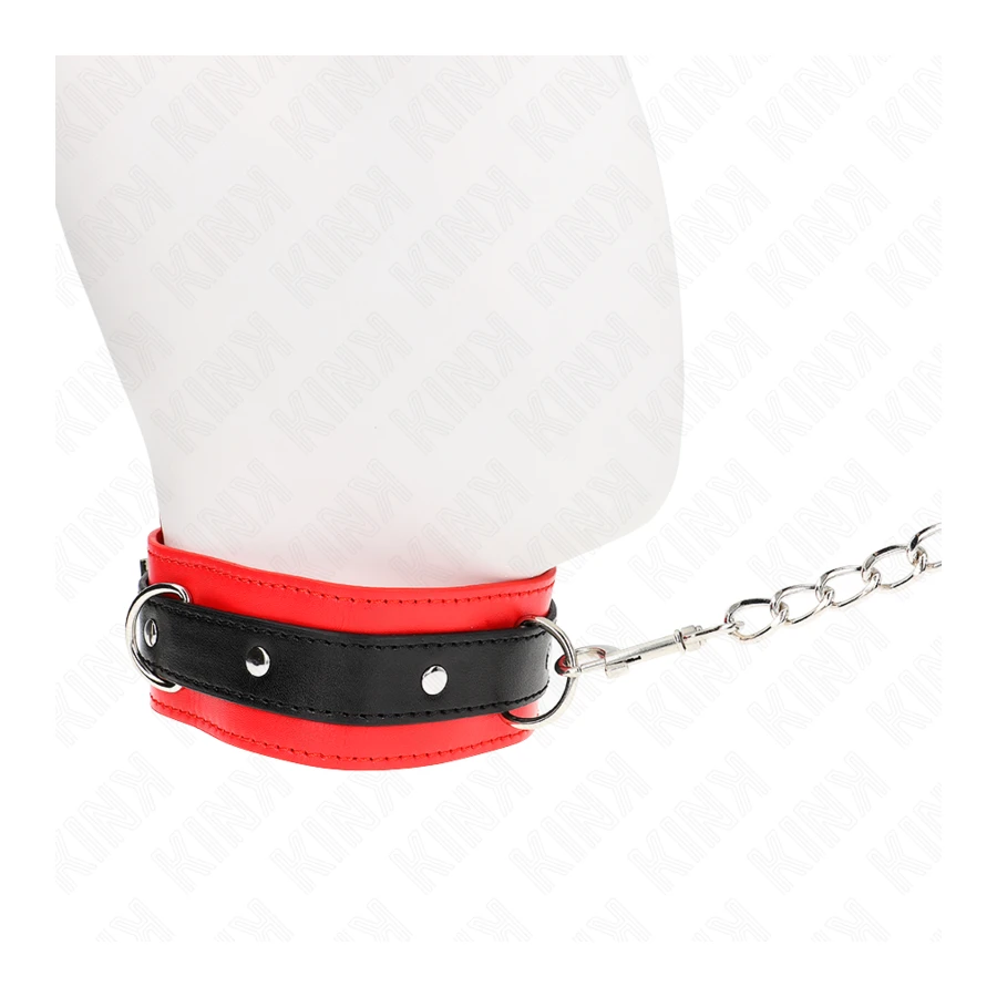 KINK - COLLARE MODELLO BASE CON GUINZAGLIO 65 CM MODELLO 3 ROSSO 53 X 5 CM
